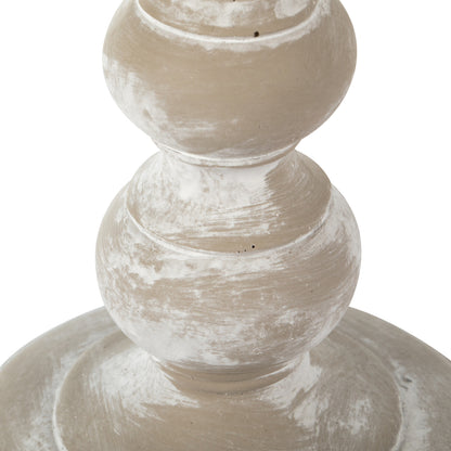 Vickerman 13" White Candlestick Polyresin. This candle stick is made of durable polyresin material. It features a modern shape with brushed accents. The candlestick measures 13" H x 5.75" W. It best suits a candle that is 3 inches in diameter.