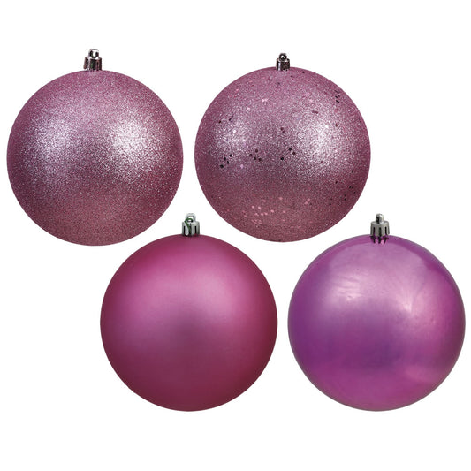 Vickerman 10" Mauve 4-Finish Ball Ornament Assortment 4 per Bag