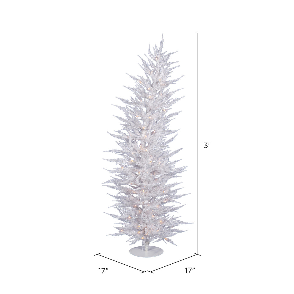 Vickerman 3' White Laser Artificial Christmas Tree Clear Dura-lit Incandescent Lights