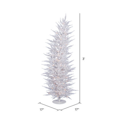 Vickerman 3' White Laser Artificial Christmas Tree Clear Dura-lit Incandescent Lights
