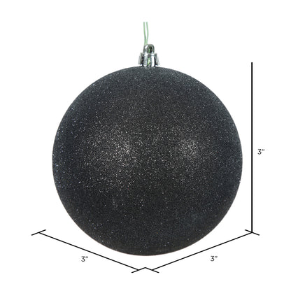 Vickerman 3" Black Glitter Ball Ornament 12 per Bag