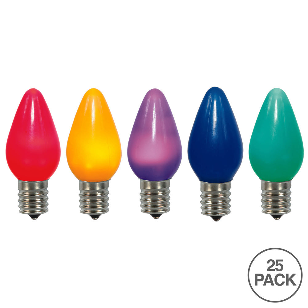 Vickerman C7 Ceramic LED Multi Twinkle Bulb Nickel Base 120V  .96 Watts 25 Bulbs per bag