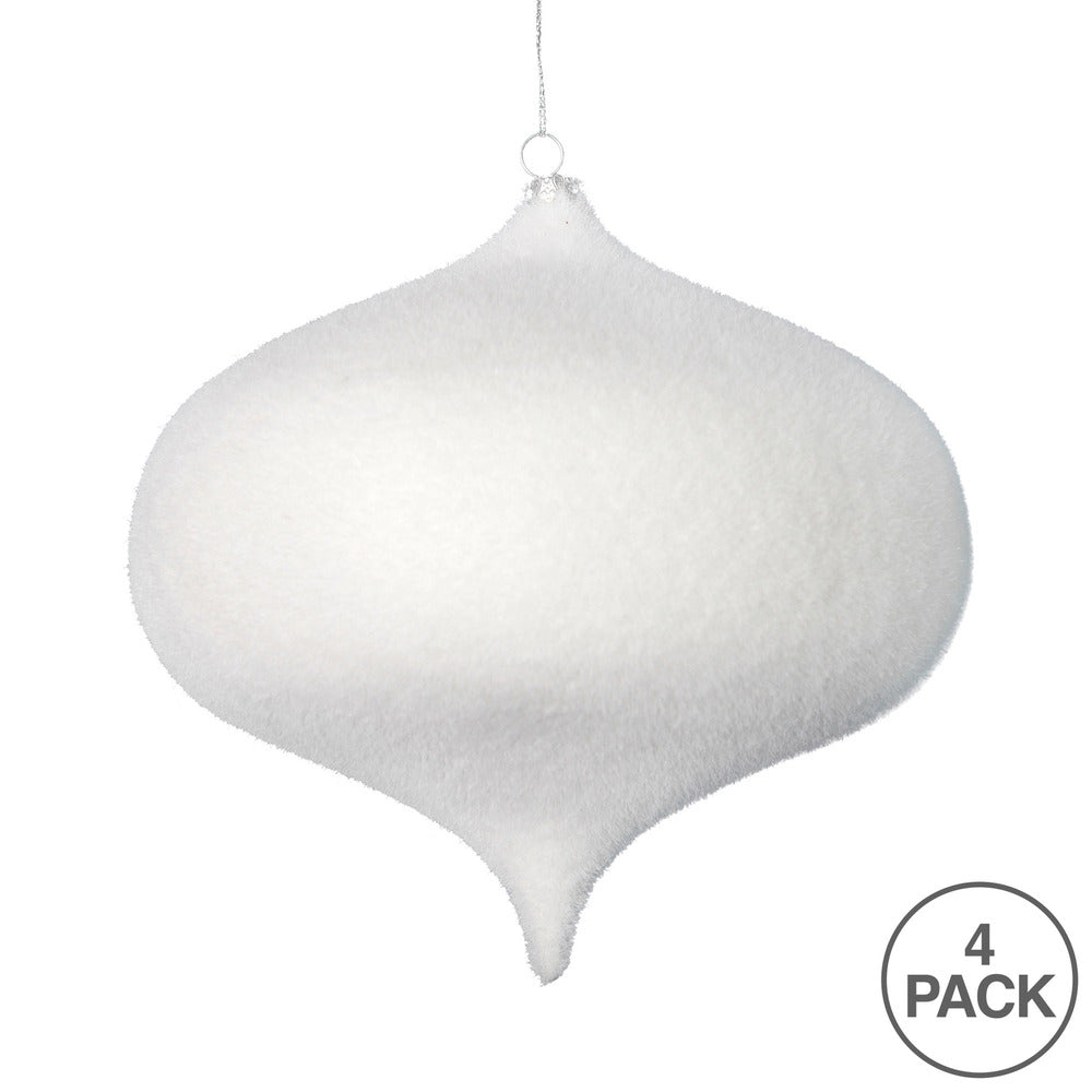 Vickerman 6" White Flocked Onion Christmas Ornament 4 per Bag