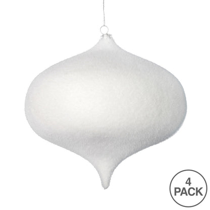 Vickerman 6" White Flocked Onion Christmas Ornament 4 per Bag