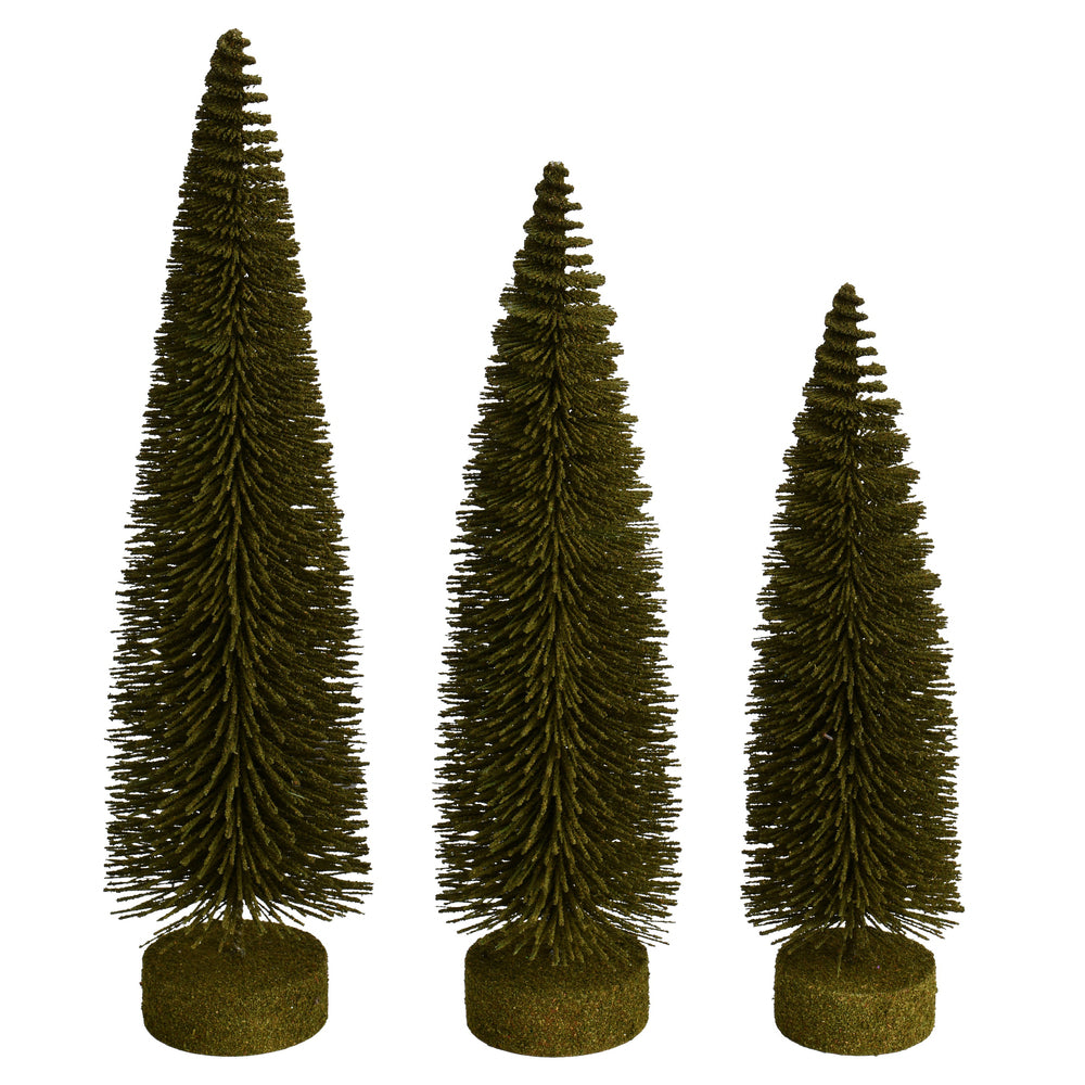 Vickerman 12"-14"-16" Green Oval Pine Artificial Christmas Tree Set of 3