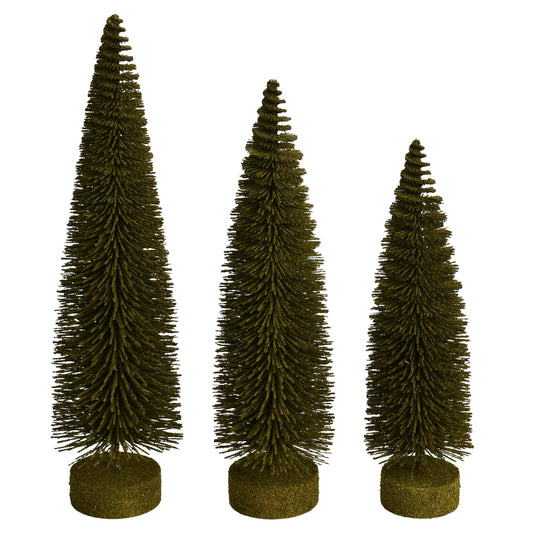 Vickerman 12"-14"-16" Green Oval Pine Artificial Christmas Tree Set of 3