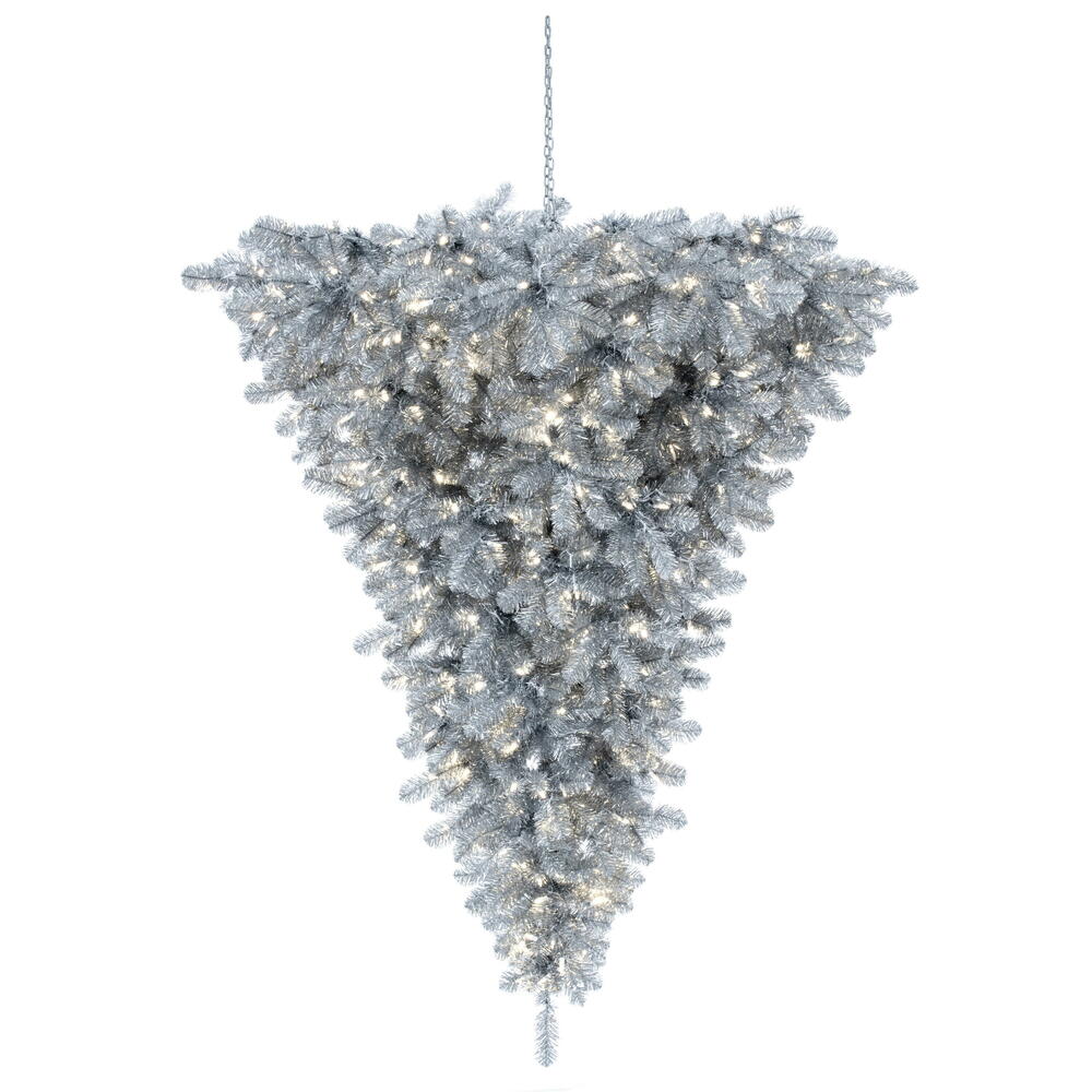 Vickerman 6' Silver Upside Down Artificial Christmas Tree Warm White Dura-lit LED Lights