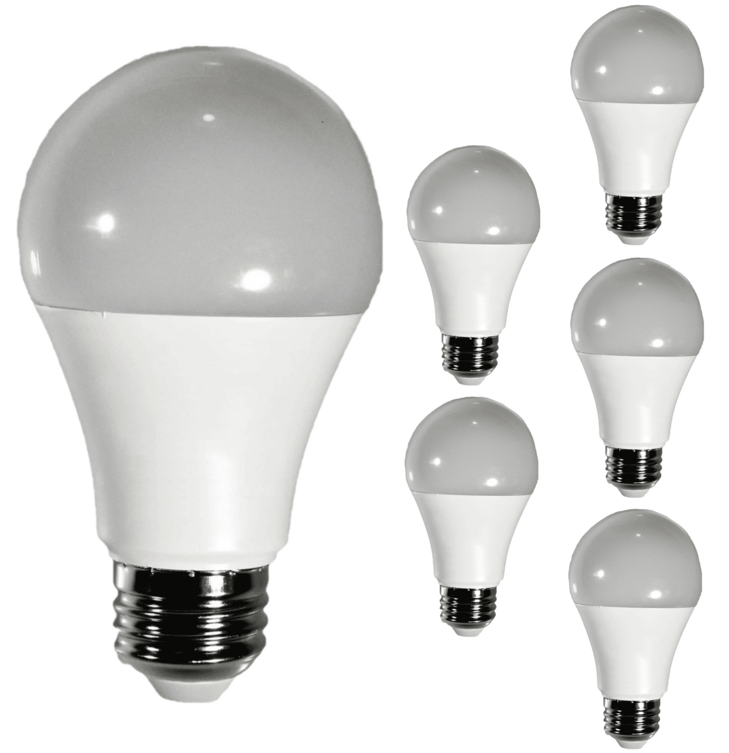 Damar A19 LED Light Bulb 9W 800 Lumen E26 Medium Base 5000K Bright White for Bedroom Living Room Lamp Home Light Bulb 120-277V CRI80 220° Beam Angle Dry/Damp Location White Finish Pack of 6