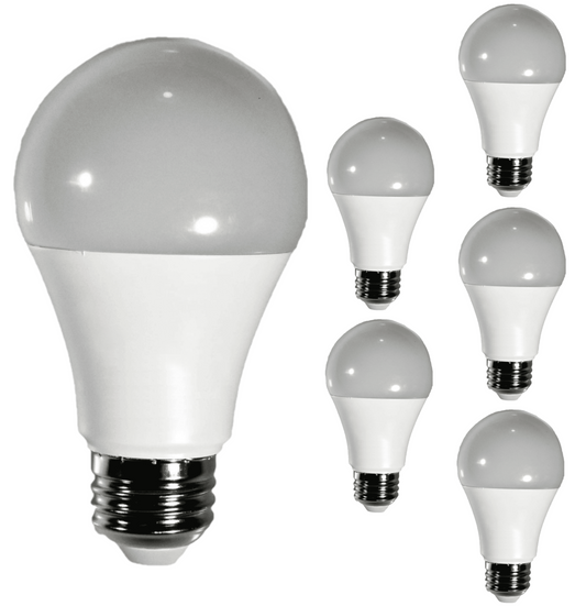 Damar A19 LED Light Bulb 9W 800 Lumen E26 Medium Base 5000K Bright White for Bedroom Living Room Lamp Home Light Bulb 120-277V CRI80 220° Beam Angle Dry/Damp Location White Finish Pack of 6