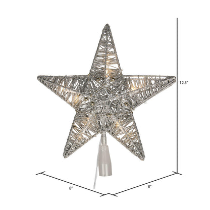 Vickerman 10 Light x 12.5" LED Silver 5 Point Star Tree Top Warm White LED Mini Lights.