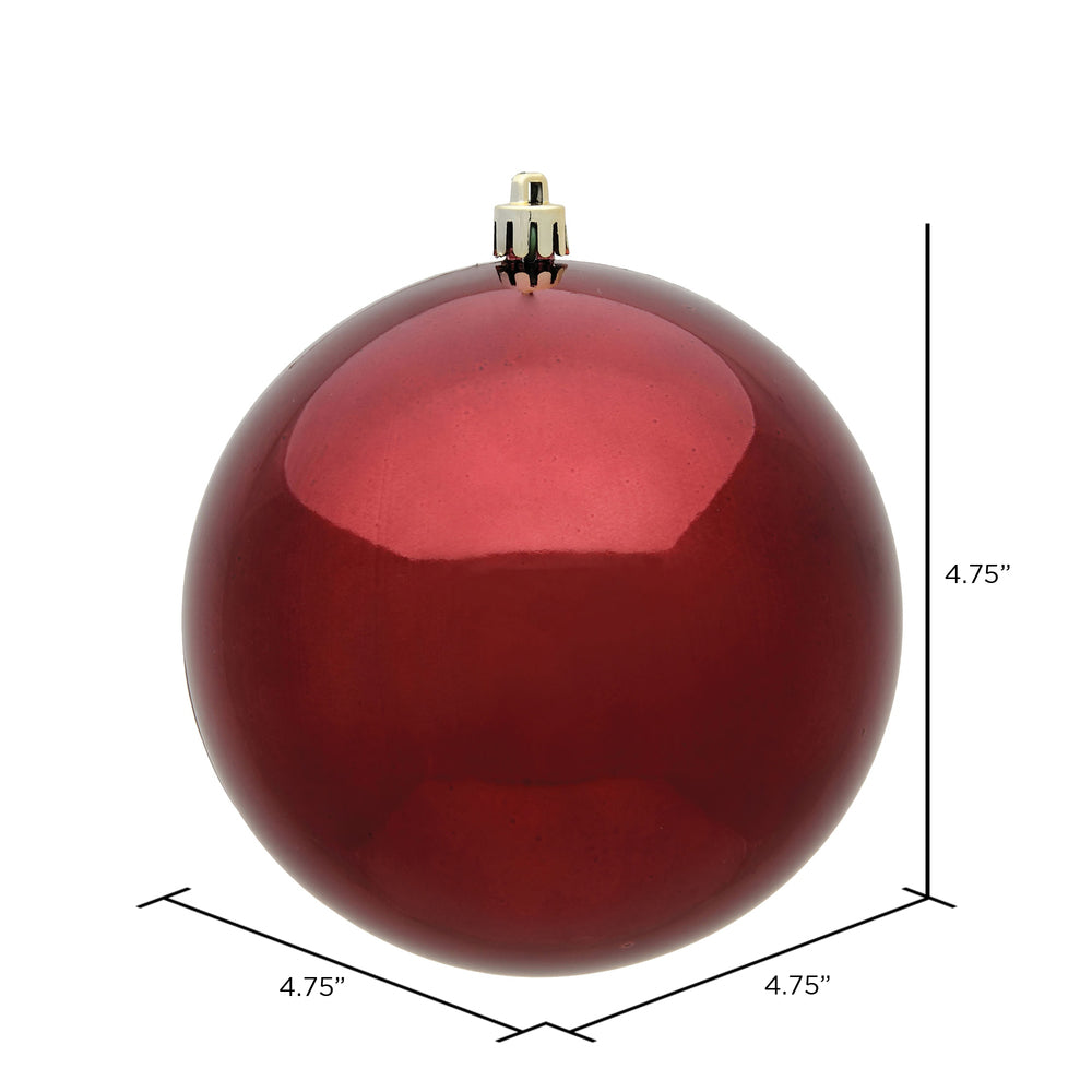 Vickerman 4.75" Burgundy Shiny Ball Ornament 4 per Bag