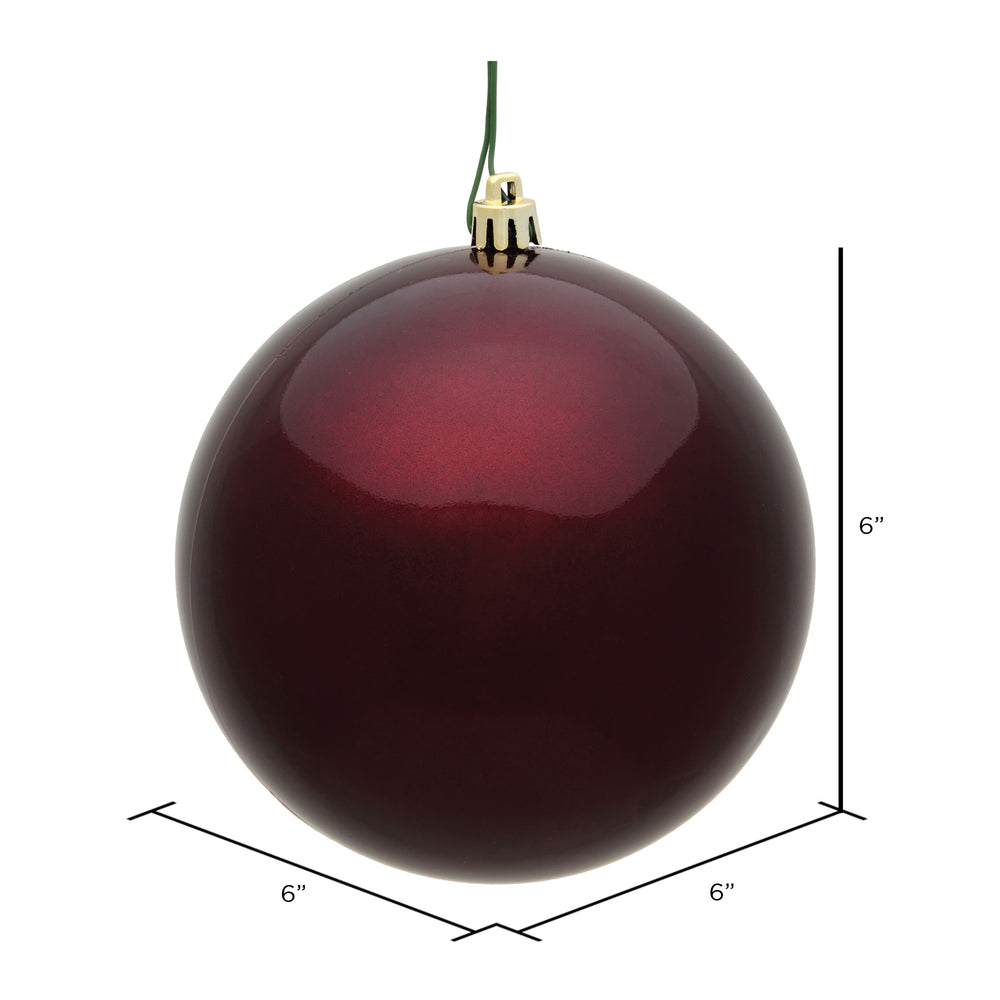 Vickerman 6" Burgundy Candy Ball Ornament 4 per Bag
