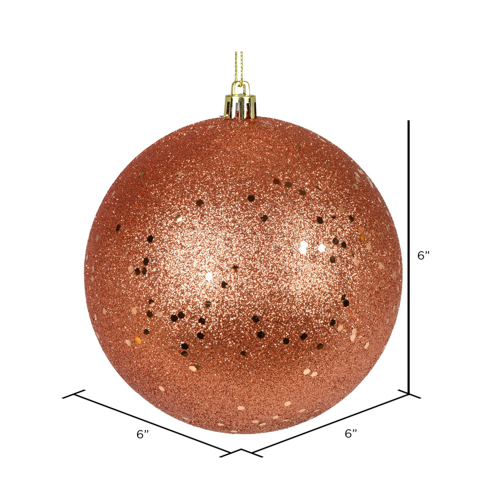 Vickerman 6" Coral Sequin Ball Ornament 4 per Bag