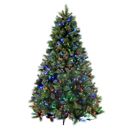 Vickerman 9' x 73" Artificial Mixed Brussels Pine Deluxe Tree 2583 PVC/Hardneedle Tips Dura-Lit 1500 Multi LED Mini Lights Folding Metal Stand