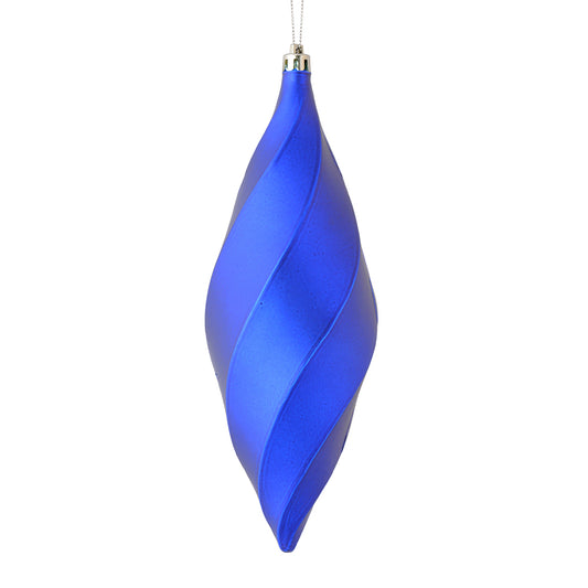 Vickerman 8" Cobalt Blue Matte Swirl Finial Ornament Pack of 6