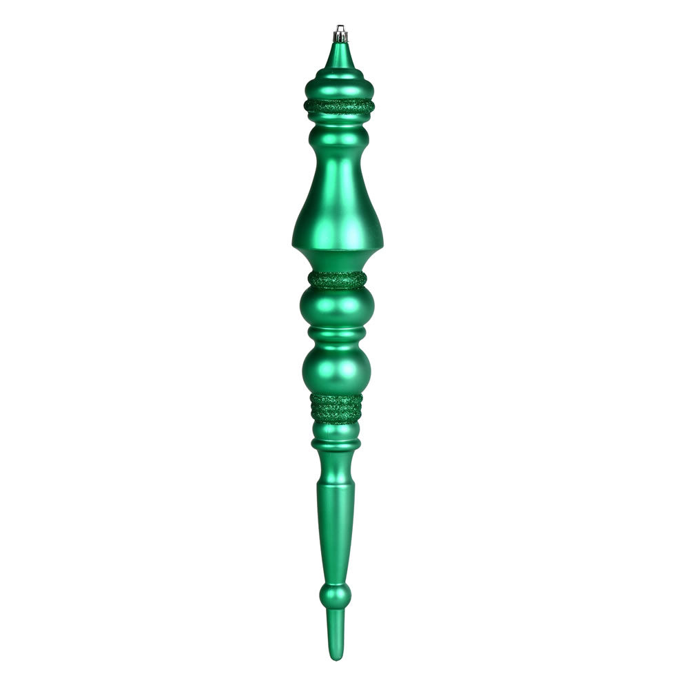 Vickerman 20" Seafoam Green Matte Finial 1/Bag. This ornament features a drilled cap with looped wire to ensure that decorating is a breeze. This ornament is made with shatterproof plastic to reduce the likelihood of breaking when dropped. Includes 1 piec