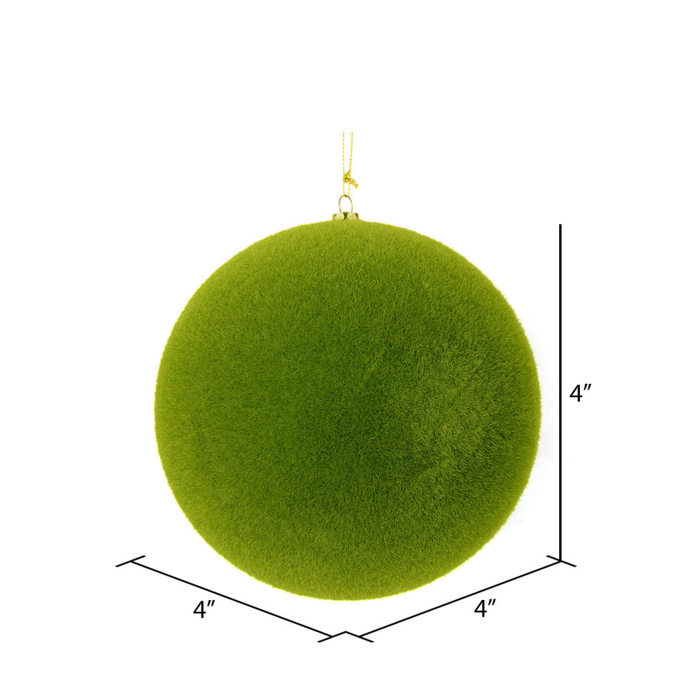 Vickerman 4" Moss Green Flocked Ball Ornament 6 per bag