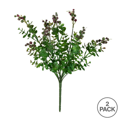 Vickerman 14.5" Artificial Purple Money Leaf Bush 2/pk