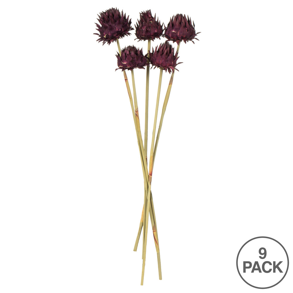 Vickerman 15" Violet Artichoke Head attached to a Reed Stem Dried