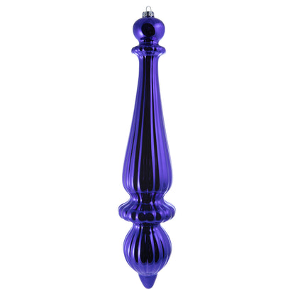 Vickerman 14" Purple Shiny Finial Drop Christmas Ornament UV Treated with Drilled and Wired Cap 2 per bag