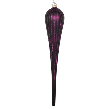 Vickerman 15.75" Plum Matte Glitter Drop Christmas Ornament