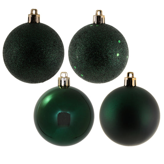 Vickerman 2.4" Midnight Green 4-Finish Ball Ornament Assortment 24 per Box