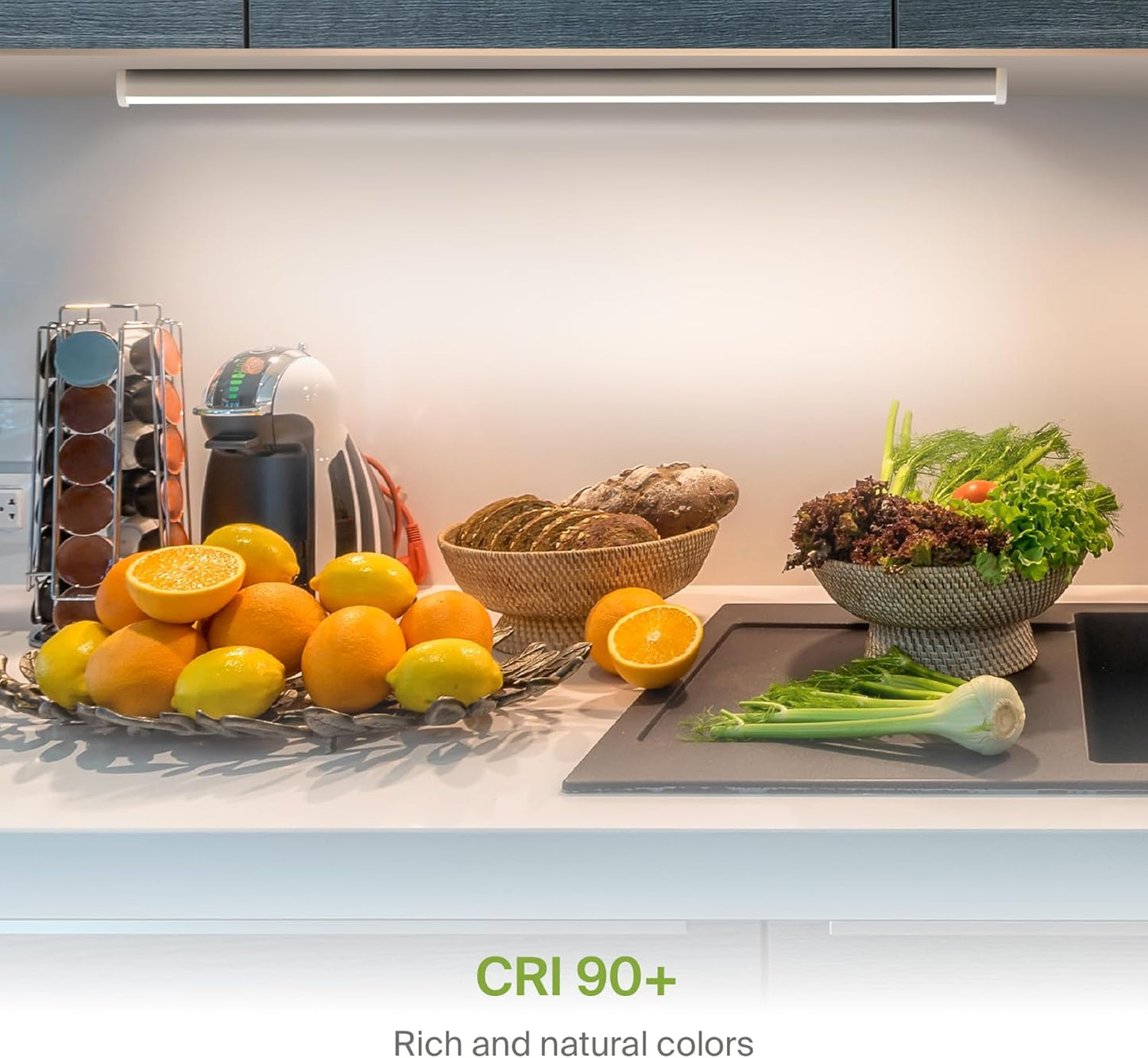 ASD Lighting LED Under Cabinet Linear 40" 20W 120V Dimmable CCT Selectable 2700/3000/4000K Hardwired or Plug-in, Linkable, Hi/Low Switch, White UL