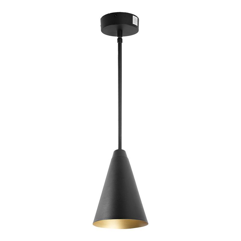 Westgate Cone Pendant 7In Dia. 5Ft Adj. Downrod 120-277V 6/9/12W 30/40/50K Bk With Gold, Residential Lighting, 6W/9W/12W, 600 Lumens, 30K/40K/50K, White Finish, TRIAC Dimming