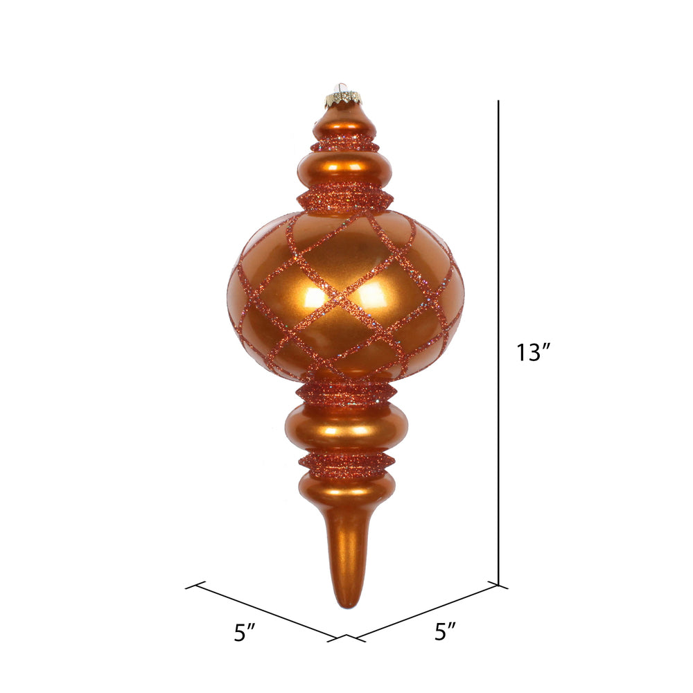 Vickerman 13" Copper Candy Finish Net Top Finial Ornament with Glitter Accents