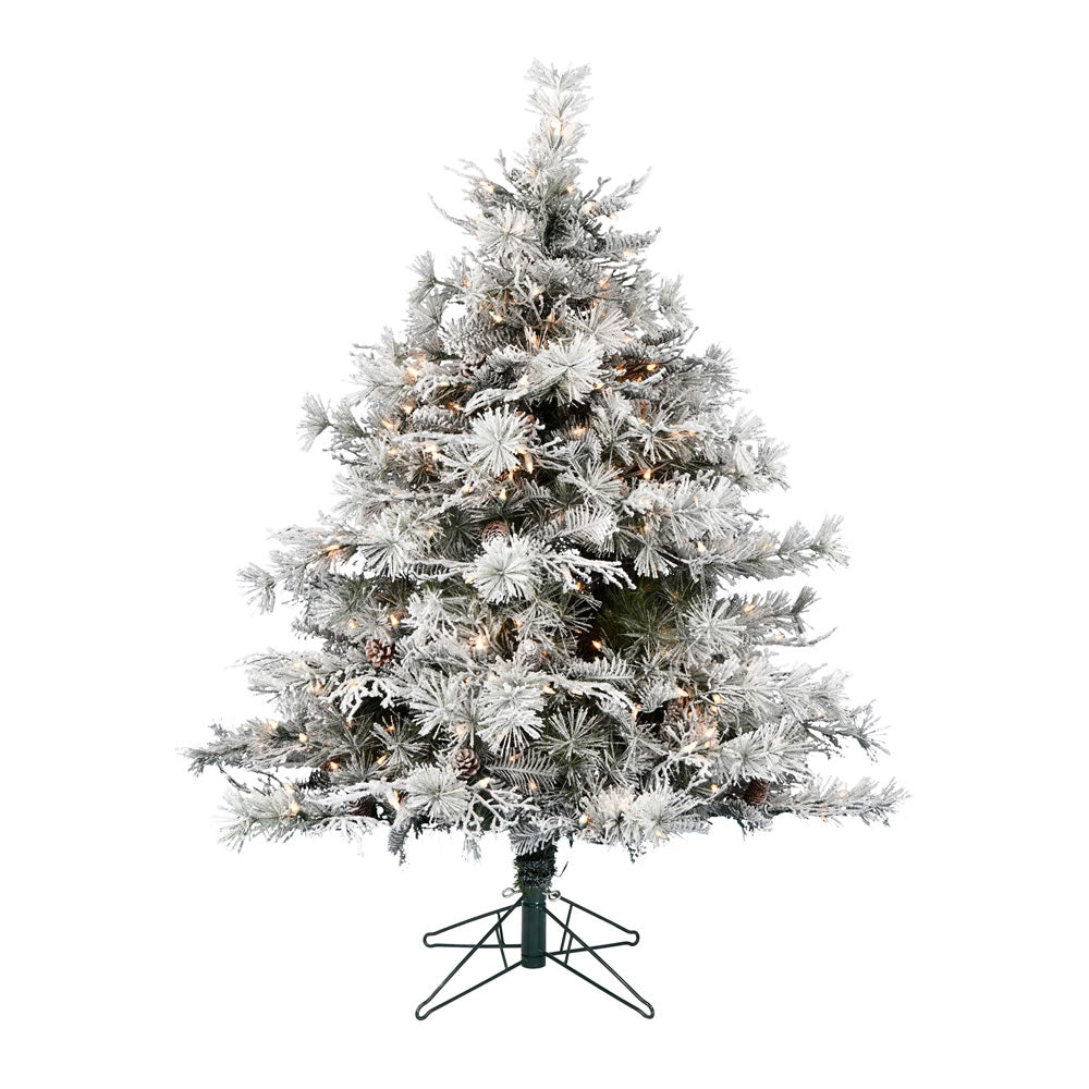 Vickerman 6.5' x 59" Flocked Cheshire Instant Connect Artificial Christmas Tree Clear Dura-Lit® Mini Lights