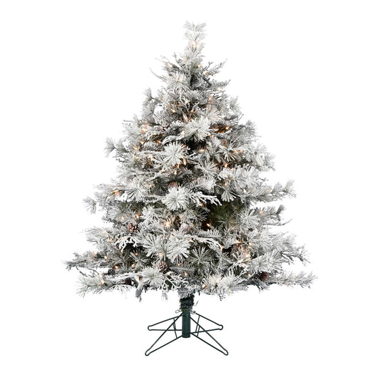 Vickerman 6.5' x 59" Flocked Cheshire Instant Connect Artificial Christmas Tree Clear Dura-Lit® Mini Lights