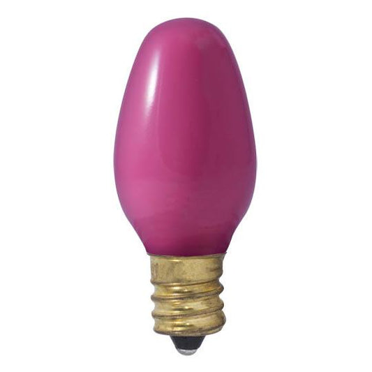 BULBRITE INCANDESCENT C7 CANDELABRA SCREW (E12) 7W DIMMABLE LIGHT BULB CERAMIC PINK