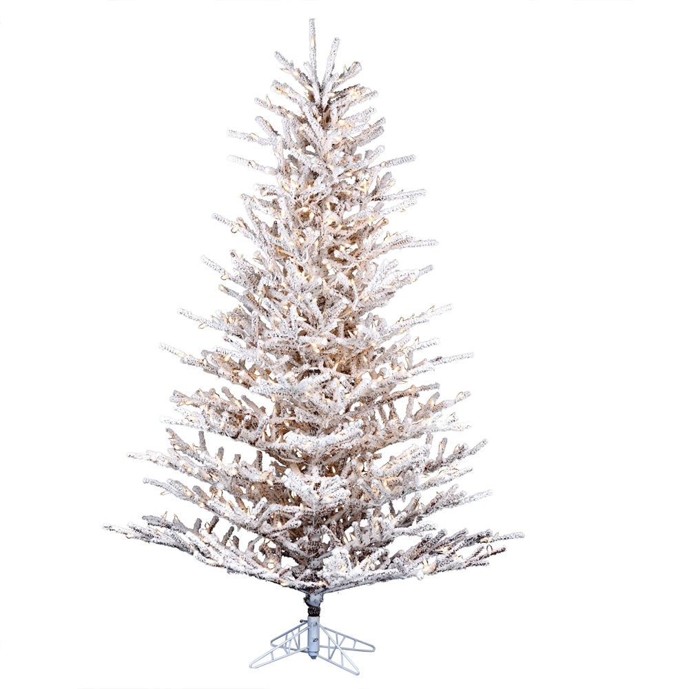 Vickerman 7.5' x 62" Flocked Stick Pine Tree Dura-Lit® LED Warm White Mini Lights.