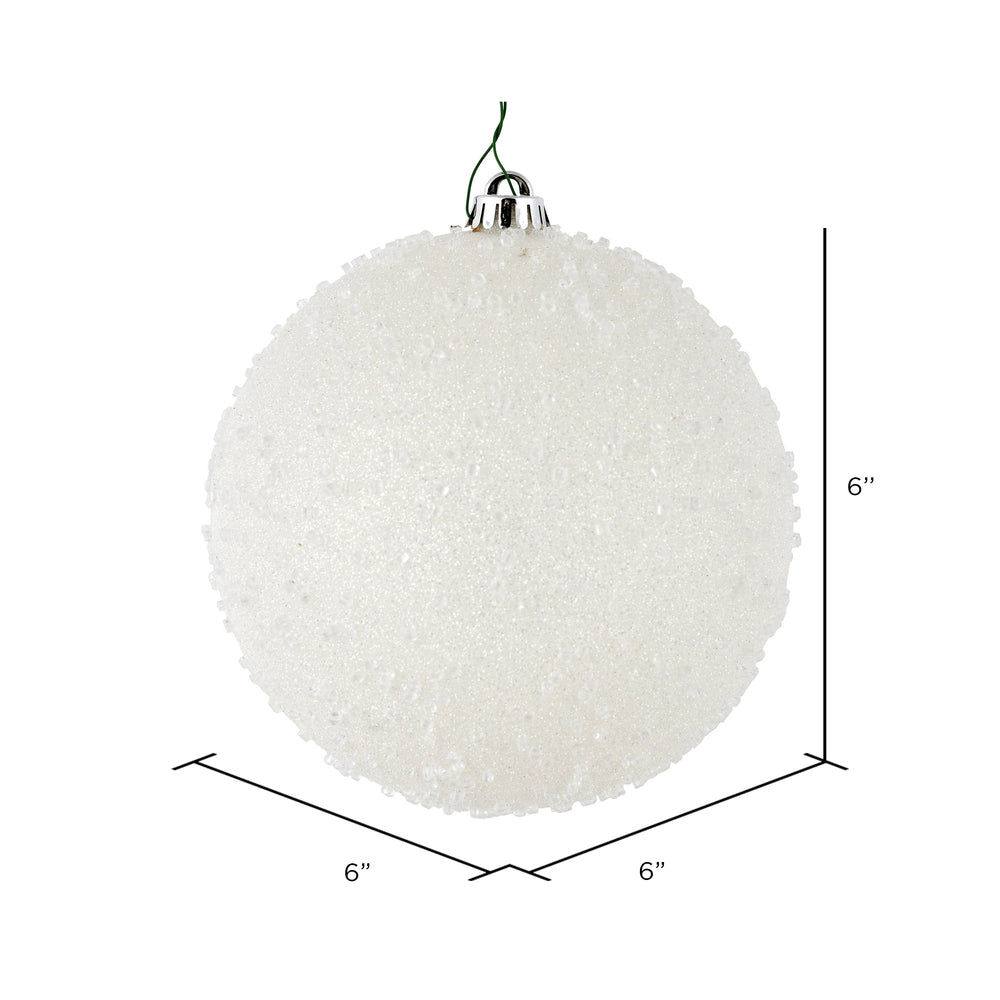 Vickerman 6" White Ice Ball Ornament 4 per Bag