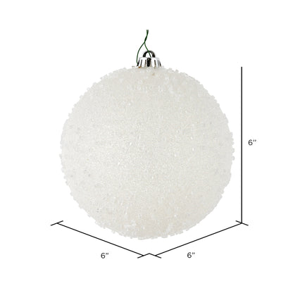 Vickerman 6" White Ice Ball Ornament 4 per Bag