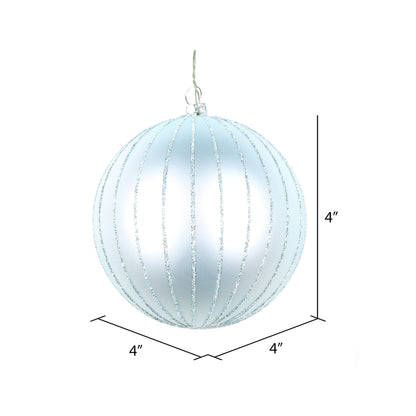 Vickerman 4" Frosty Mint Matte Glitter Ball Christmas Ornament 4 pieces per bag