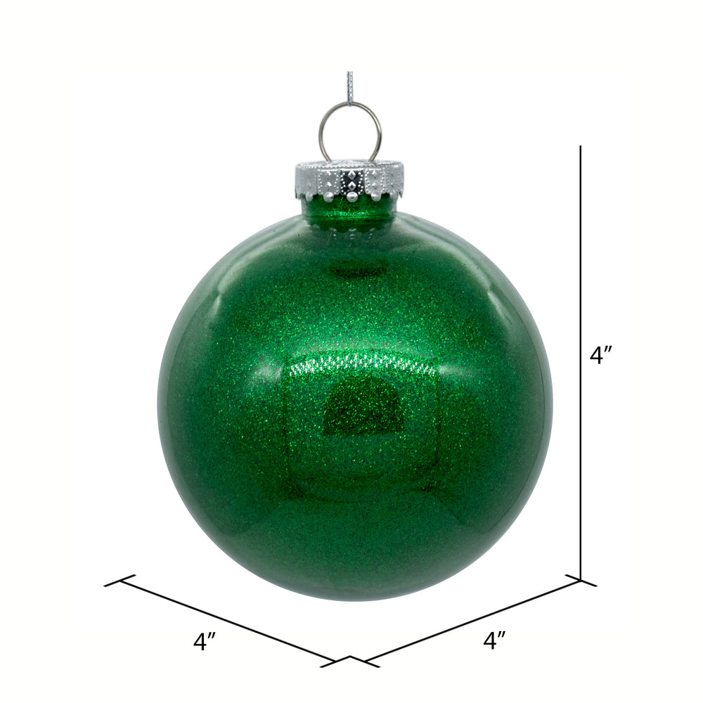 Vickerman 4" Clear Ball Christmas Ornament with Green Glitter Interior 6 Pieces per bag