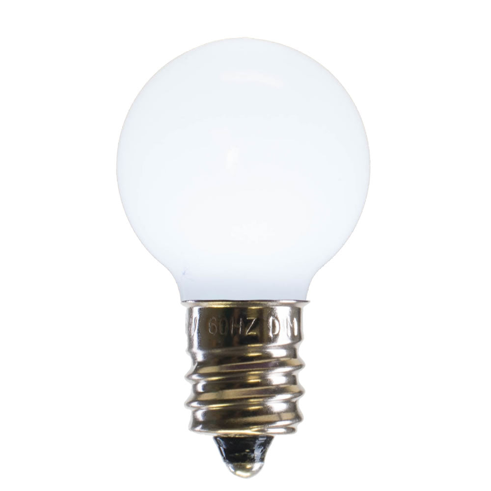 Vickerman G30 Cool White Ceramic LED Nickel Base Bulb E12 120V  .6 Watts 25 Bulbs per Pack.
