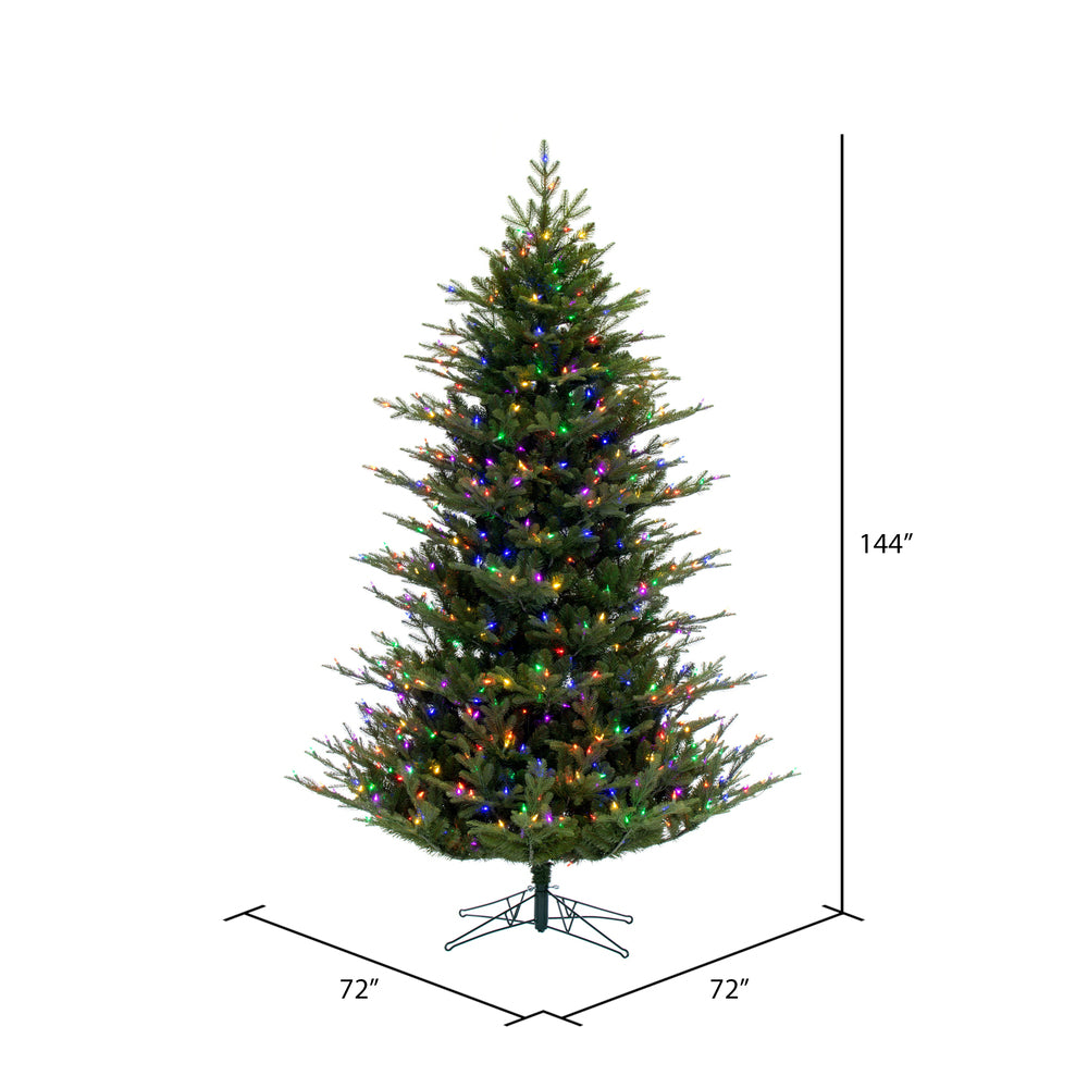 Vickerman 12' x 72" North Shore Fraser Fir Artificial Christmas Tree LED Multi-Colored Lights