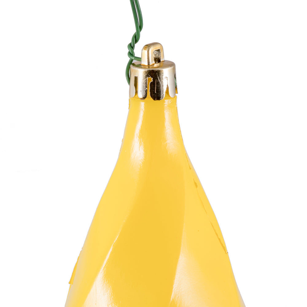 Vickerman 8" Yellow Shiny Swirl Finial Ornament Pack of 6