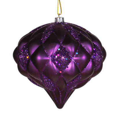 Vickerman 5.7" Purple Matte/Glitter Diamond Onion Christmas Ornament