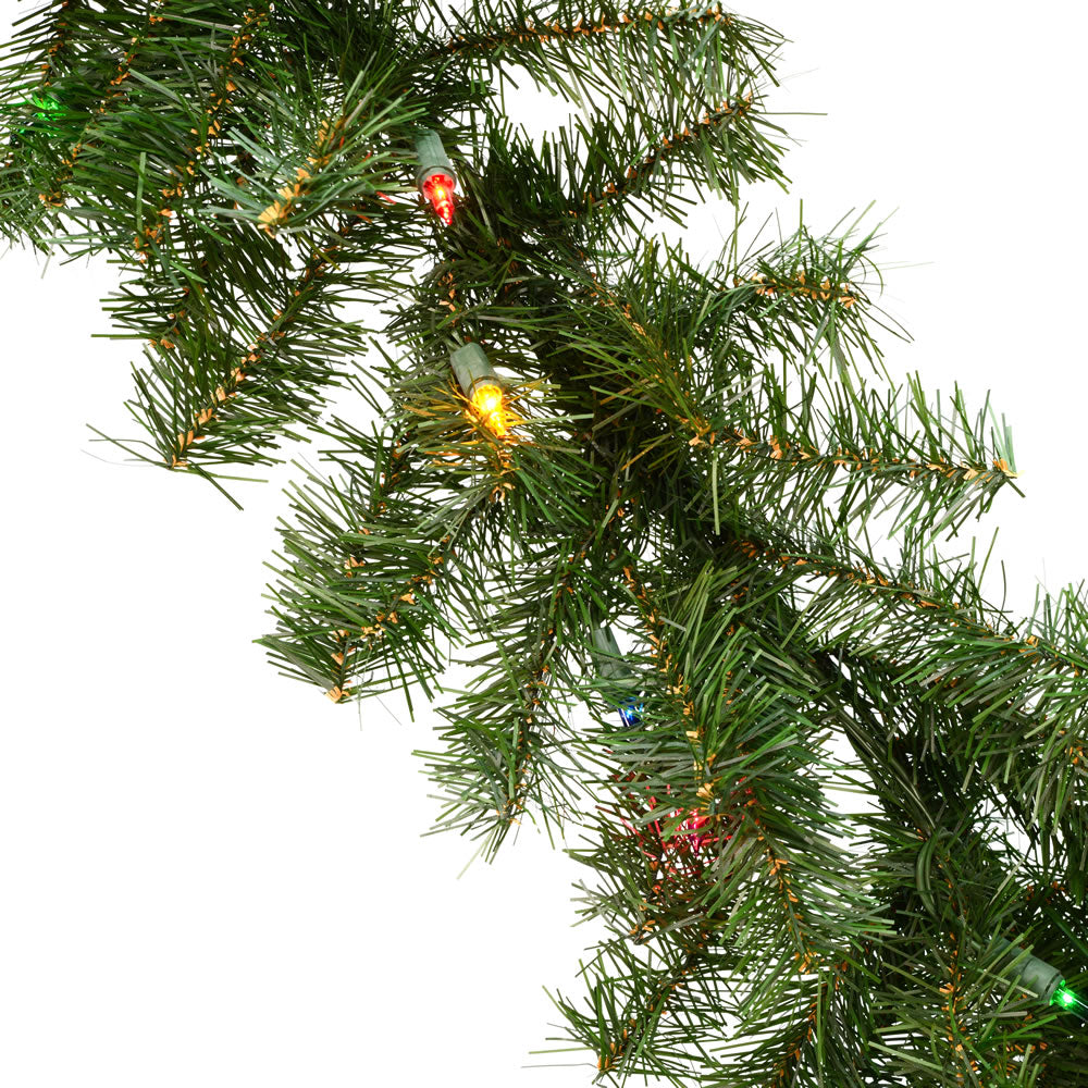 Vickerman 9' Canadian Pine Artificial Christmas Garland Multi-Colored Incandescent Mini Lights
