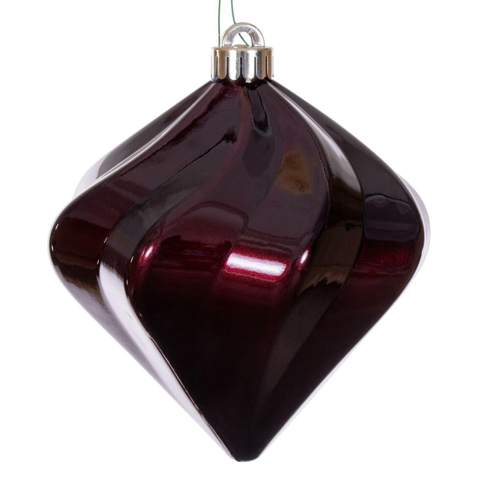 Vickerman 6" Burgundy Swirl Diamond UV Candy Christmas Ornament Set of 3