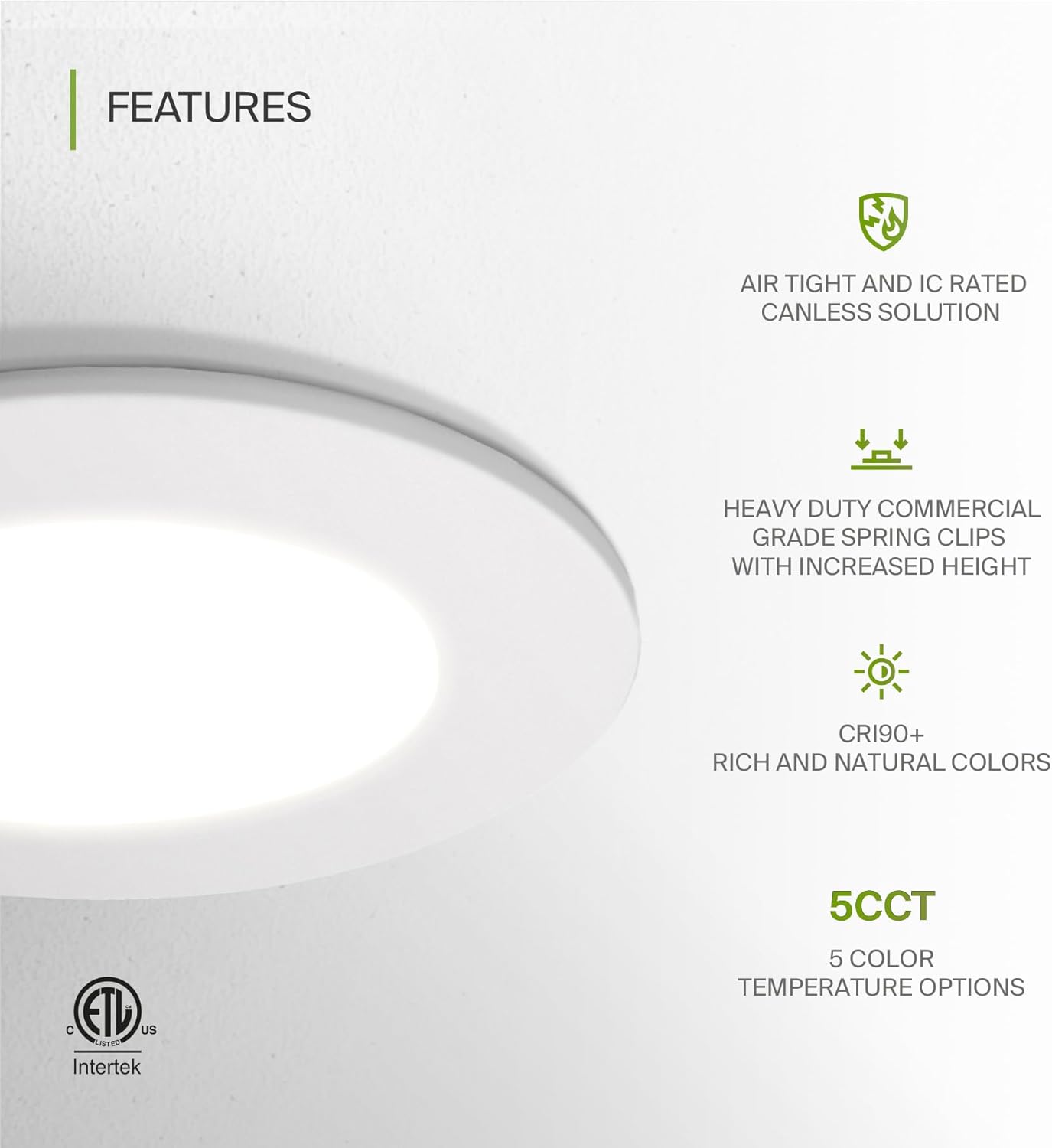 ASD Lighting LED Recessed Mini Panel Fire Rated Round 4inch 12W 120V Triac 2700/3000/3500/4000/5000K White ETL Energy Star