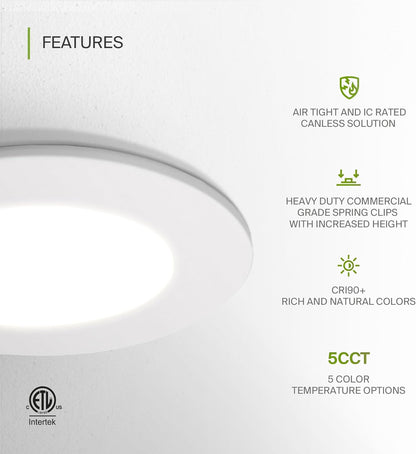 ASD Lighting LED Recessed Mini Panel Fire Rated Round 4inch 12W 120V Triac 2700/3000/3500/4000/5000K White ETL Energy Star