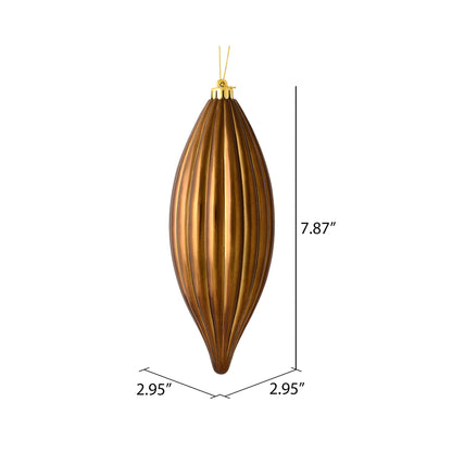 Vickerman 8" Mocha Shiny Line Finial Ornament Pack of 4