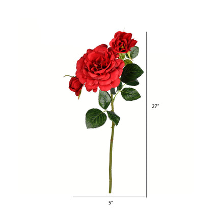 Vickerman 27" Artificial Burgundy Rose Stem Set of 3