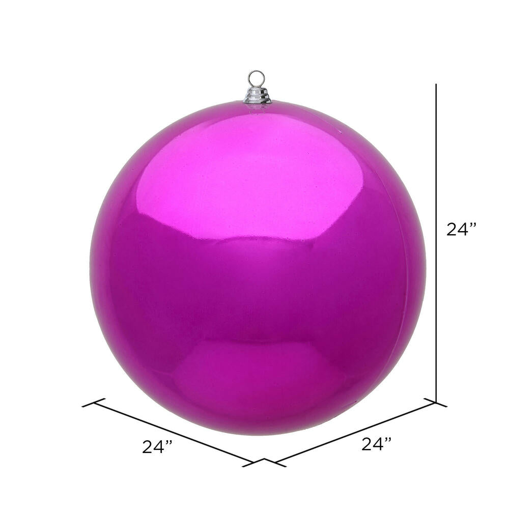 Vickerman 24" Giant Fuchsia Shiny Ball Christmas Ornament. UV resistant and Approved for both Indoor and Outdoor Use.