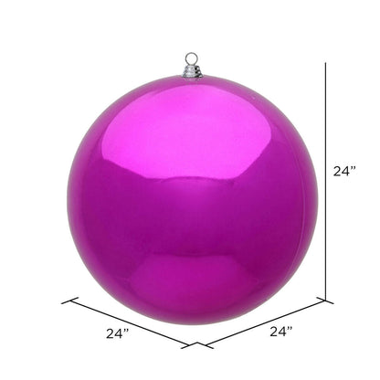 Vickerman 24" Giant Fuchsia Shiny Ball Christmas Ornament. UV resistant and Approved for both Indoor and Outdoor Use.