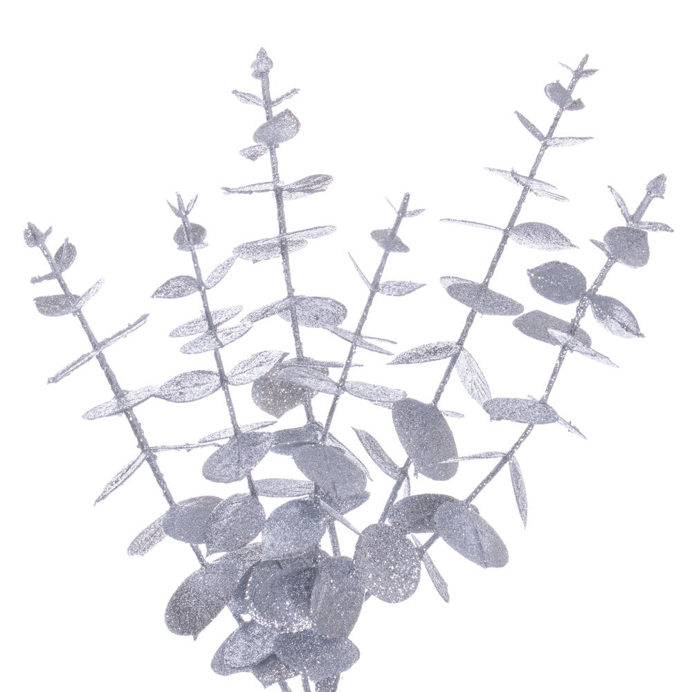 Vickerman 24" Silver Artificial Eucalyptus Glitter Wreath.